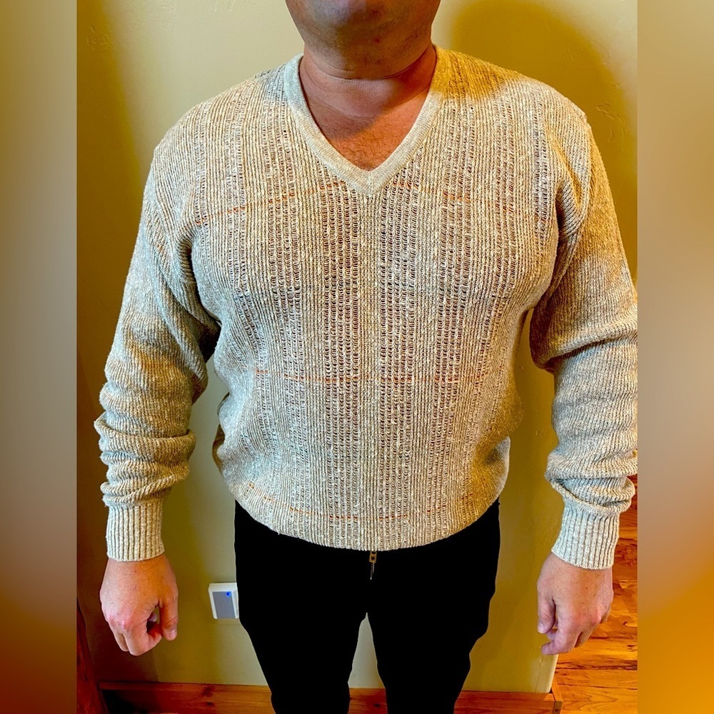 Vintage St Croix Knits Linen Blend Loose Knit V-Neck Sweater